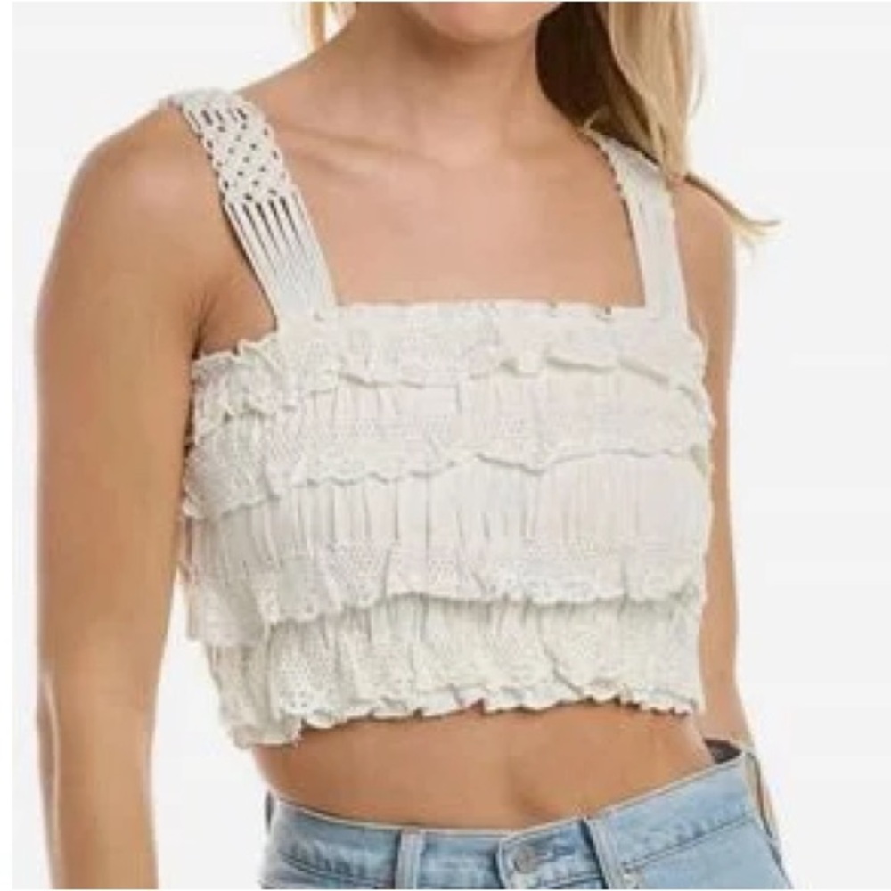 Vintage Havana Lacey Trim Linen Blend Tank